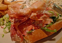  A traditional lobster roll (cold with mayo, celery, and lettuce) at Ninety Nine Restaurant & Pub in Plymouth, MA.