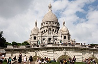 Completed in 1914, the Romano-Byzantine style Basilique du Sacré-Coeur overlooks Paris from Butte Montmartre, the city's highest point.  The church's gypsum exterior whitens naturally with time.