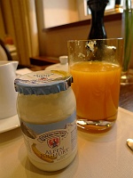  Banana yogurt and fresh-squeezed orange juice