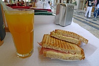  Ham and cheese melt with orange juice at Cafe Brasileira