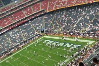  Texans starters run drills during pre-game before returning to the locker room.