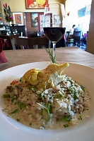  Arborio risotto with sauteed wild mushrooms, fresh asparagus, artichokes, toasted walnuts, and a fresh grated Parmigiano Reggiano cream -  Opal Restaurant & Bar, Santa Barbara