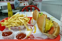  Two cheeseburgers and fries at In N Out Burger near LAX
