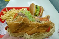  Two cheeseburgers and fries at In N Out Burger near LAX