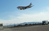  Janet Air 737-600 aircraft on final approach at McCarran International Airport.  Janet Air shuttles workers to and from Area 51.