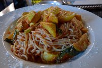  Spaghetti zucchini di Pomodoro at Parma by Chef Marc: Fresh Spaghetti, tossed in crushed Italian tomatoes, Basil, E.V.O, grated Pecorino Romano Cheese