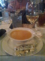  Lobster bisque with oyster crackers and Stags Leap Chardonnay at Uricchio's