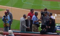  Astros' new owner Jim Crane (tan jacket) with media and team officials