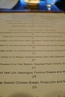 Dinner menu, Valentino Vin Bar restaurant