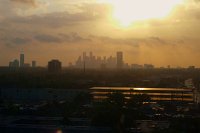  Houston skyline at dawn, view from room at Hotel Derek