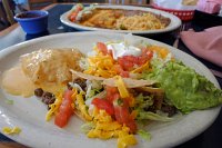  The Original Mexican Cafe: Chili con queso, crispy beef taco, bean and sour cream tostada, and guacamole