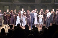  Stars Michael Cerveris (Juan Peron), Elena Roger (Evita), Ricky Martin (Che), and other cast members salute the orchestra