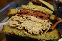 Turkey, pastrami, and swiss sandwich on rye from Junior's