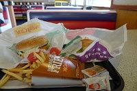  Cheeseburger, fries, and taco at Carl's Jr / Green Burrito in La Jolla