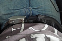  Seatbelt with leather sleeve