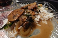  Thai beef dish with white rice