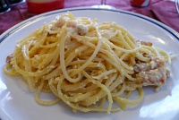  Spaghetti alla carbonara (spaghetti with bacon, eggs, and pecorino romano)