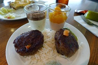  Meatballs with rice, Lufthansa lounge
