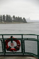 Life buoy ring with Seattle skyline in the background