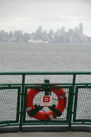  Life buoy ring with Seattle skyline in the background