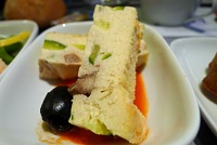  Vegetable tortilla with red pepper coulis
