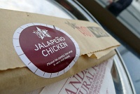  Jalapeno Chicken Hot Wrap: British Chicken, Chili Tomato Sauce, Greve Cheese, Red Peppers, Roasted Tomatoes and Onions in a Pret Tortilla Wrap