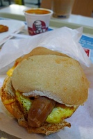  English breakfast on a bun with beans at KFC