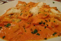  Ravioli all'aurora: meat ravioli with cream & tomato sauce