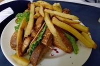  Room Service: Club sandwich with french fries at Sheraton Albuquerque Airport Hotel