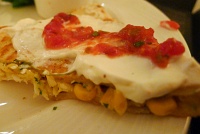  Room service at Hotel Galvez: Crab Quesadillas of Crab Meat, Black Beans & Mango Served with Salsa Fresca & Crème Fraiche