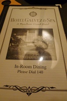  Room service menu