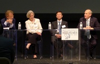  Left to Right: University of Bologna rector Ivano Dionigi, Princeton University president Shirley M. Tilghman, Tianjin University president Li Jiajun, and Rice University president David Leebron