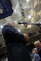  Bryan Hassin (Rice '01/'02) poses a question to the university leadership panel