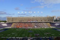  Gray clouds over the stadium... stadium lights come alive