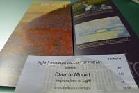  Bellagio Gallery of Fine Art Ticket.  Exhibit included the works of Jean-Baptiste-Camille Corot, Camille Pissarro, Eugene Louis Boudin, and Claude Monet