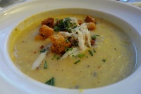  Corn Chowder with Cornbread Croutons and Lump Crab, Bellagio In-Room Dining