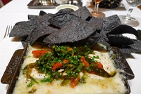  Goat Cheese Queso Fundido with Rajas and Blue Corn Chips at Mesa Grill