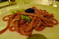  Beet Spaghettoni with Stracciatella and Caviar at B&B Ristorante