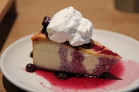  Lemon ricotta cheese cake with fresh blueberries and whipped cream at Andaz 5th Avenue