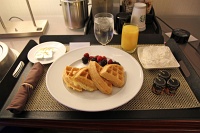  Belgian waffle with whipped cream and orange juice, The Westin Michigan Avenue