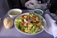  Grilled chicken salad with asparagus soup and dinner roll