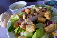  Grilled chicken salad with asparagus soup and dinner roll
