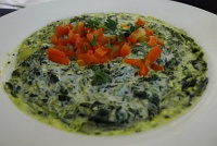  Tuscan Spinach Dip at TGI Friday's Room Service: Spinach, artichoke hearts, sautéed onions and bell peppers blended with Parmigiano and Romano cheeses, then topped with diced tomatoes