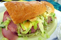  Ham PoBoy, dressed, with american cheese from Court Tavern