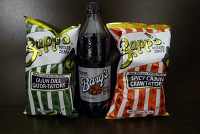  Zapp's Cajun Dill Gator-Tators potato chips, Barq's Root Beer, and Zapp's Spicy Cajun Crawtators
