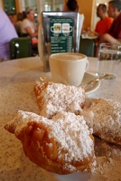  Beignets and cafe au lait at Cafe du Monde