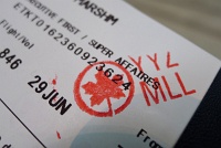  Air Canada Boarding Pass with Maple Leaf Lounge stamp