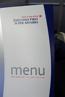  Menu - Executive First Class, Air Canada A330