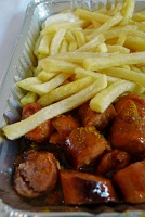  Currywurst with pommes frites and mayonnaise