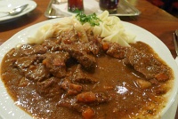  Salzburger Bierfleisch mit Nudeln (Beer-stewed beef with noodles) at Cafe Mozart, Salzburg